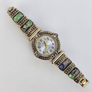 Canyon‎ Ski 25MM Women's Watch Gray Dial Gold Stretch Band 6.5" New Battery
